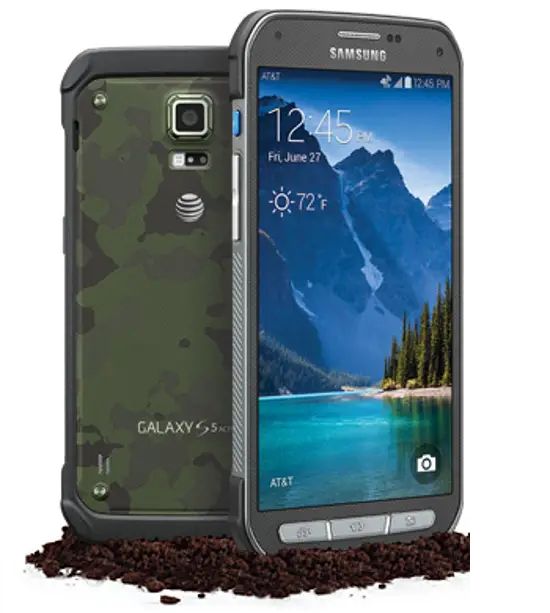 三星Galaxy S5 Active，適合 rugged conditions 設計，為 AT&T 獨家推出