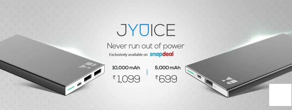 餘JYUICE 5000mAh，10000mAh 超薄行動電池在印度上架