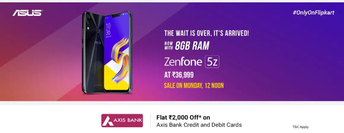 亞致 Zenfone 5Z 8GB RAM、256GB 儲存變種將於 7 月 30 日在印度上市售售