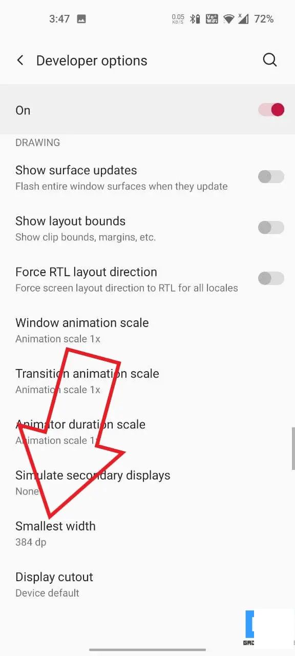 Enlarge Android Display Width DPI