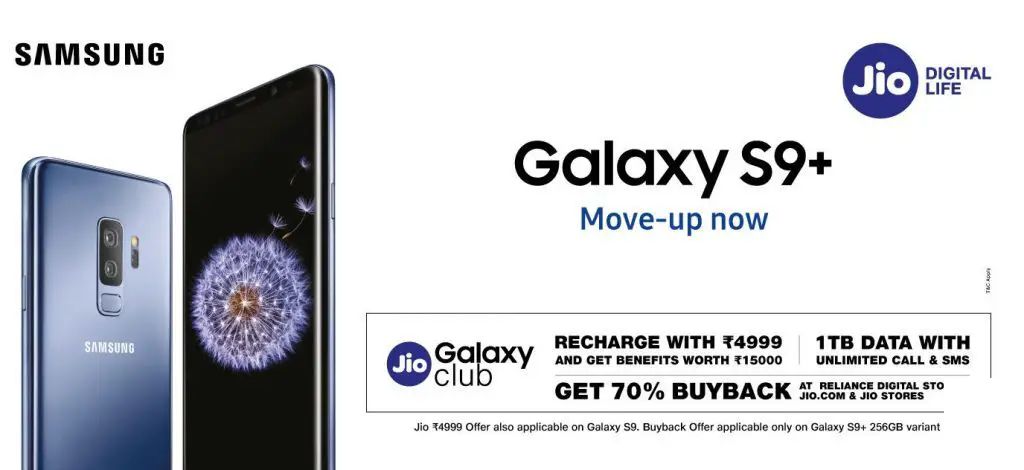 三星Galaxy S9 Plus伴隨70%回購優惠，限量於Jio用戶開放