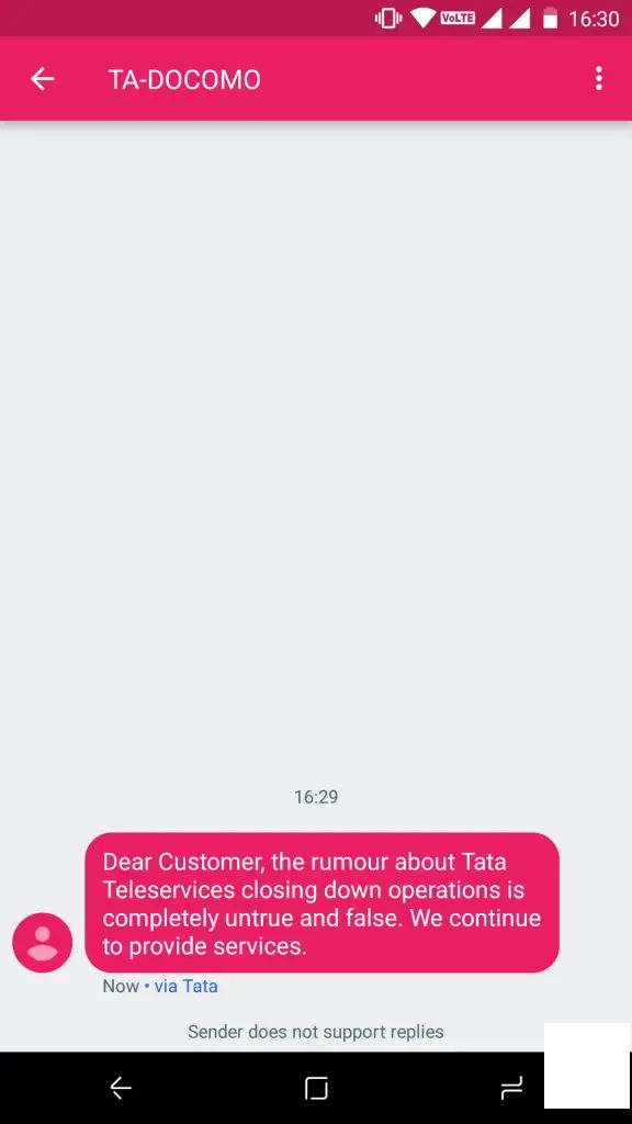 Tata Teleservices 在關閉報導後針對用戶發出警報